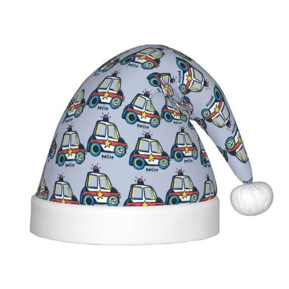 Naloa Police Car Santa Hat for Kids Baby Christmas Hats,Girls Boys Toddler Plush Xmas Holiday Hat,Luxury Santa Claus Hat