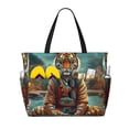 thumbnail image 1 of Naloa Pond Meditating Tiger Large Capacity Beach Bag, Waterproof Sandproof Beach Swim Pool Bag Tote Bag for Women, 1 of 1