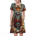 thumbnail image 1 of Naloa Pond Meditating Tiger Print Womens Summer A-Line Dress with Pockets,Short Sleeve Dresses,Flowy Beach Swing Dress for Vacation Travel, 1 of 6