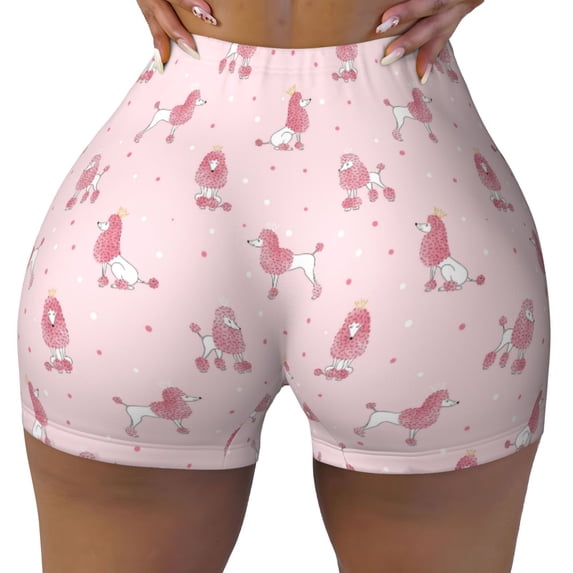 Naloa Poodle Dog Biker Shorts for Women Seamless Scrunch Short Women’s Yoga Shorts for Gym Running Sport Shorts - X-Large