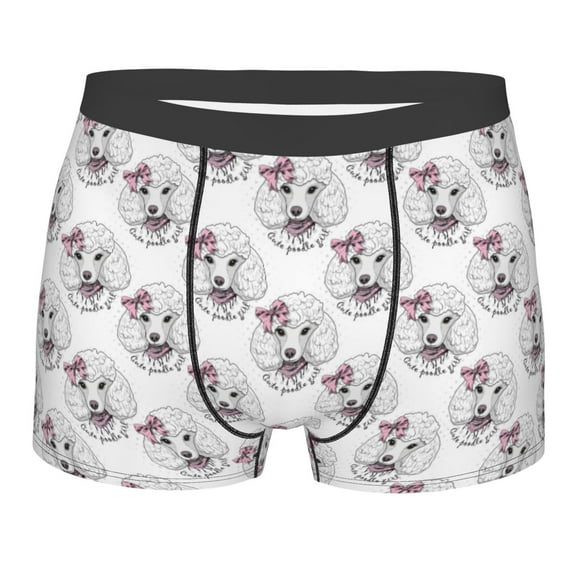 Naloa Poodle Dog Print Mens Underwear - Boxers for Men, Classic Briefs for Men
