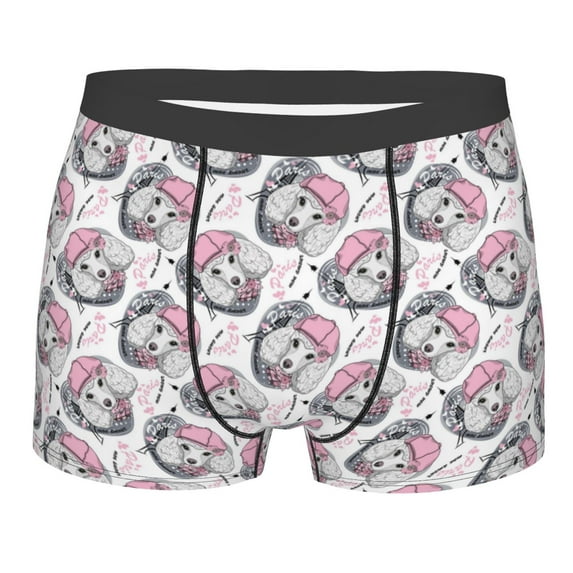 Naloa Poodle Dog Print Mens Underwear - Boxers for Men, Classic Briefs for Men