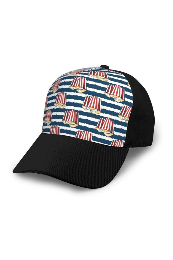 Popcorn Adult adjustable Print Baseball Hat, Patchwork curved brim baseball capfor Men and Women, One Size