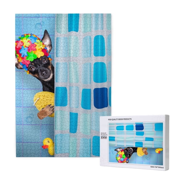 Naloa Prague Ratter Dog in Bathtub Custom Puzzles Personalized Puzzle 1000 Pieces from Photo Custom Jigsaw Puzzle for Wedding, Graduation, (29.519.7in, Vertical)