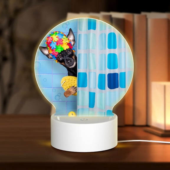 Naloa Prague Ratter Dog in Bathtub Acrylic LED Night Light Custom LED Lights Personalized Nightlight Customized Gifts for Family Couples Friends
