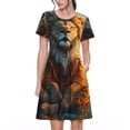 thumbnail image 1 of Naloa Prairie Meditating Lion Print Womens Summer A-Line Dress with Pockets,Short Sleeve Dresses,Flowy Beach Swing Dress for Vacation Travel, 1 of 6