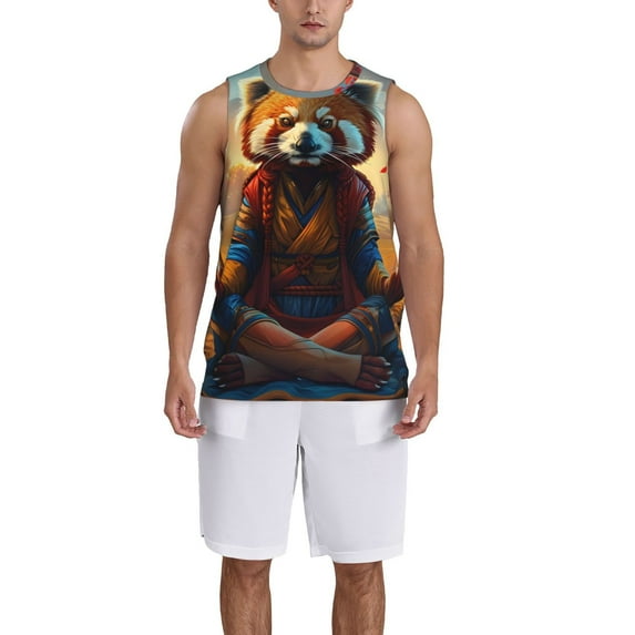 Naloa Prairie Meditating Raccoon Basketball Jersey Reversible Men's Mesh Athletic Sports Shirts Training Practice S-4XLX-Large