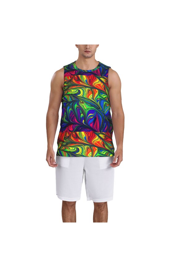 Pride Rainbow Basketball Jersey Reversible Men's Mesh Athletic Sports Shirts Training Practice S-4XLLarge