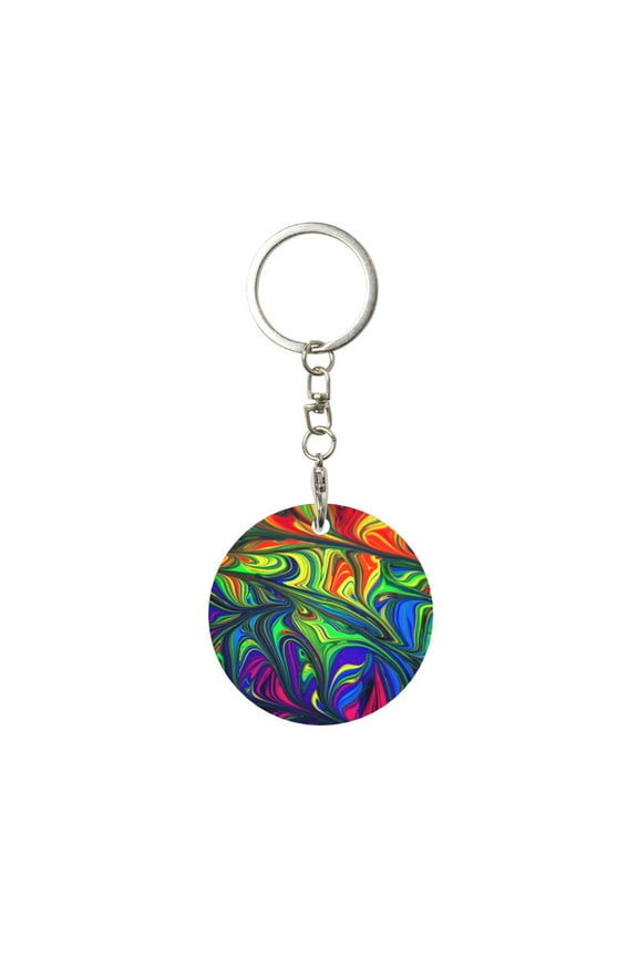Pride Rainbow Print Round Keychain Keychain Key Ring, Key Tag, Key Chain Bulk for Gift Accessories (Round)