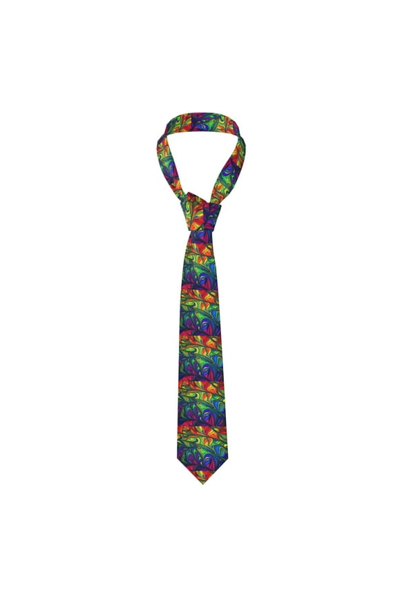 Pride Rainbow Print Solid Color Tie Formal Necktie for MenSuitable for business, daily life, work