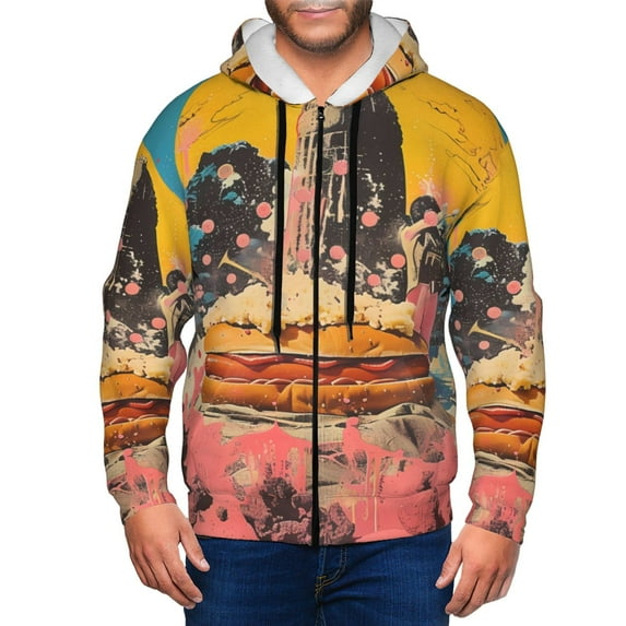 Naloa Psychedelic Band Hotdog Art Men’s Hoodies, Zip up Hoodie, Sweatshirts,Hoodies for Men Sizes S-3XL-3X-Large