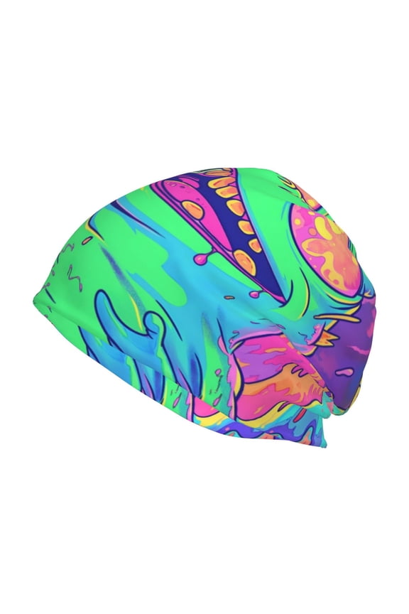 Psychedelic Cartoon Frog Beanie for Men Women Knitted Unisex Winter Hat Beanies Cap Knit Cuffed Beanies Hats