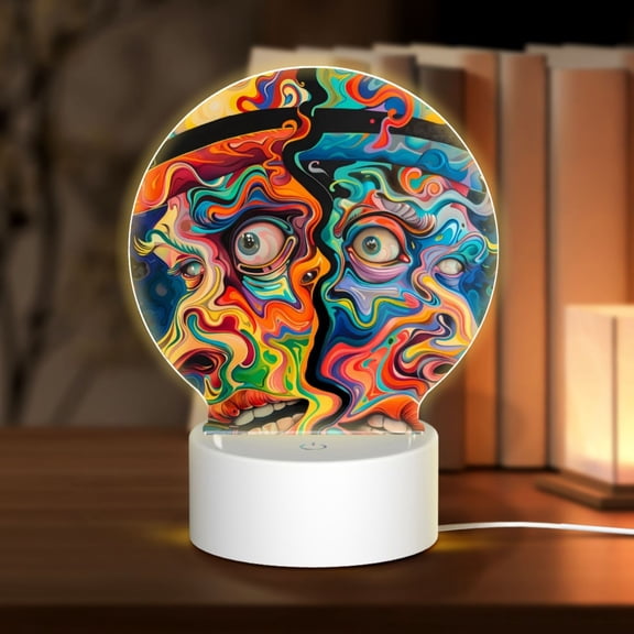 Naloa Psychedelic Faces Colorful Acrylic LED Night Light Custom LED Lights Personalized Nightlight Customized Gifts for Family Couples Friends