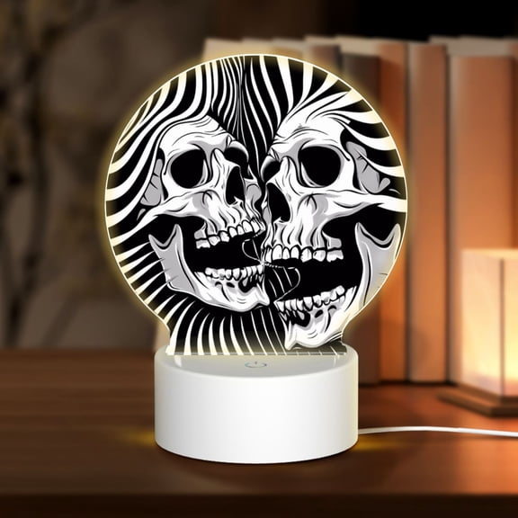 Naloa Psychedelic Skull Illusion Art Acrylic LED Night Light Custom LED Lights Personalized Nightlight Customized Gifts for Family Couples Friends
