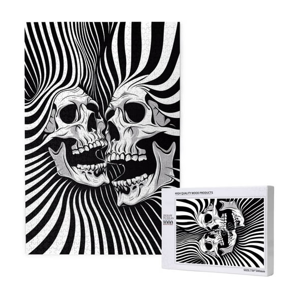 Naloa Psychedelic Skull Illusion Art Custom Puzzles Personalized Puzzle 1000 Pieces from Photo Custom Jigsaw Puzzle for Wedding, Graduation, (29.519.7in, Vertical)