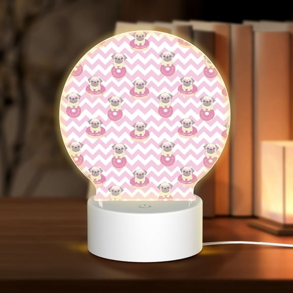 Naloa Pug And Donut Acrylic LED Night Light Custom LED Lights Personalized Nightlight Customized Gifts for Family Couples Friends