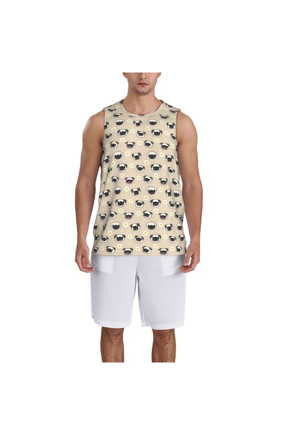 Pug Dog Face Basketball Jersey Reversible Men's Mesh Athletic Sports Shirts Training Practice S-4XLLarge