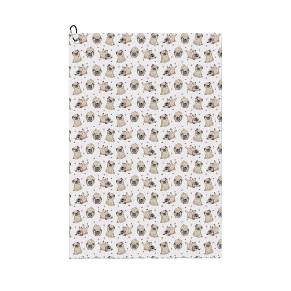 Naloa Pugs Golf Towel Golf Gift for Men and Women Golf Towel with Carabiner Clip to Quickly Remove Mud, Dirt and Sweat