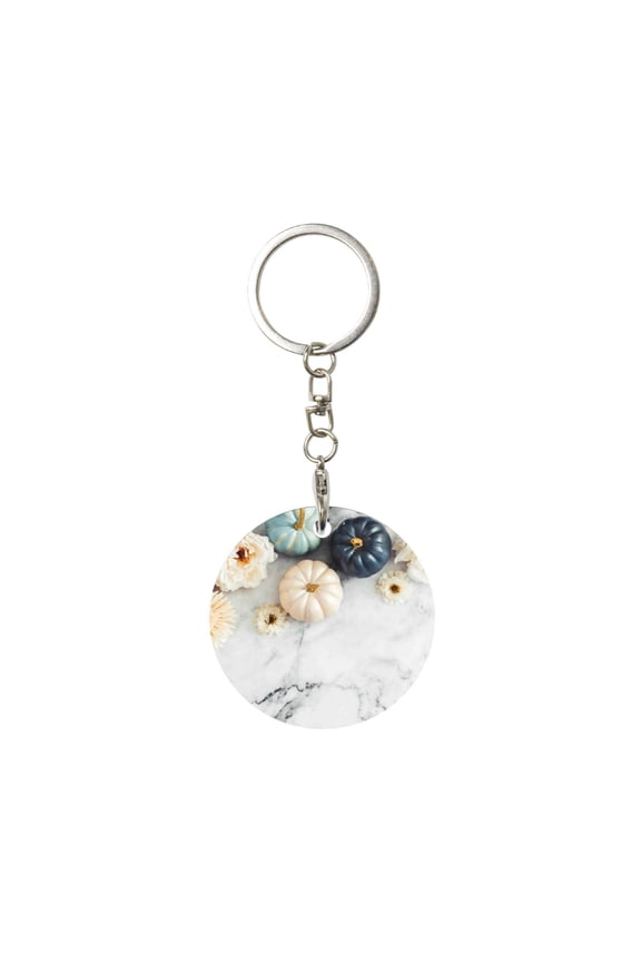 Naloa Pumpkin And White Marble Print Round Keychain Keychain Key Ring, Key Tag, Key Chain Bulk for Gift Accessories (Round)