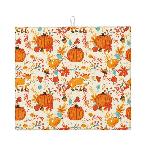 Naloa Pumpkin Fall Pears Dish Drying Mat for Kitchen Counter, Heat Resistant Drainer Mats, Absorbent Draining Mat,Dish Rack Pad,16"x18"
