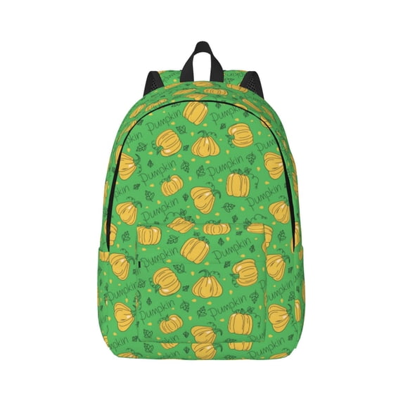 Naloa Pumpkin Leaves Canvas Backpack for Men Women Rucksack Casual Travel Daypack College Tote Satchel Bookbag for Teens-Small