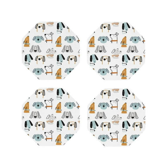 Naloa Puppy Leather Coasters for Drinks, Durable Drink Coasters 4 Set for Tabletop Protection, Luxurious Home Décor and Housewarming Gift ( {designName})Octagon