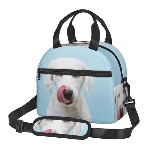 Naloa Puppy Licks Nose Print Lunch Bag for Women & Men Insulated Lunch Box or Cooler Lunch Tote Bags for Work, Travel, Outdoor