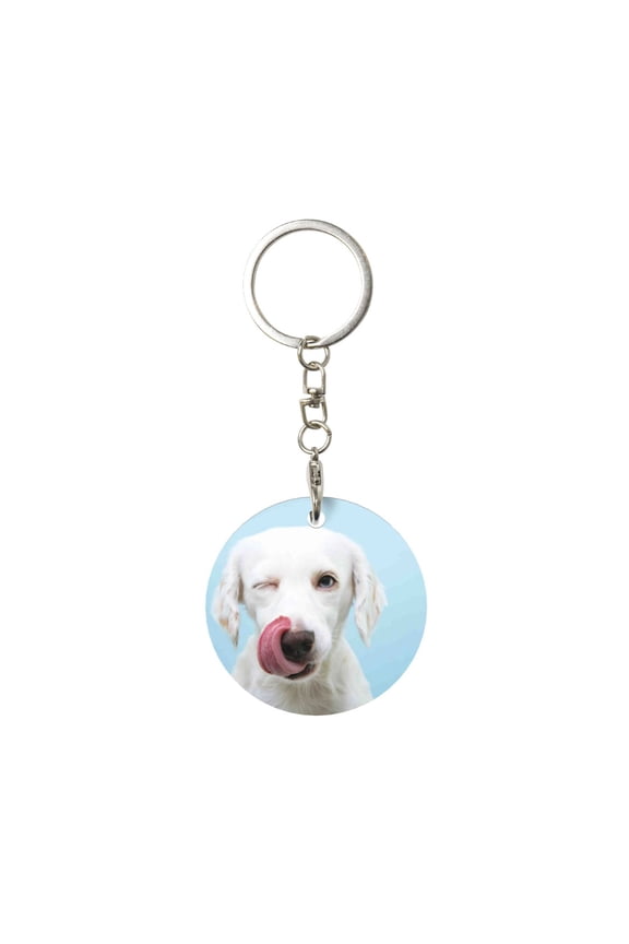 Naloa Puppy Licks Nose Print Round Keychain Keychain Key Ring, Key Tag, Key Chain Bulk for Gift Accessories (Round)
