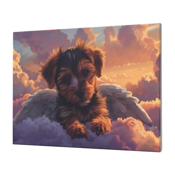 Naloa Puppy Lying On A Cloud Print Canvas Picture,Wall Pictures, Modern Decorative Poster,Art Prints for Bedroom, Toilet, 40 x 30 cm, Built-in Wooden Frame