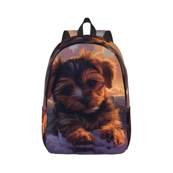 Naloa Puppy Lying On A Cloud Canvas Backpack for Men Women Rucksack Casual Travel Daypack College Tote Satchel Bookbag for Teens-Small