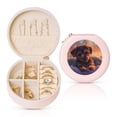 thumbnail image 1 of Naloa Puppy Lying On A Cloud Round Jewelry Box, Travel Jewelry Organizer, 3.9 x 3.9 x 2in Jewelry Storage Box for Women-Pink, 1 of 1