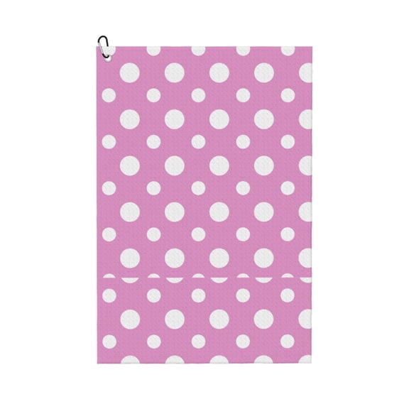 Naloa Purple And White Polka Dot Golf Towel Golf Gift for Men and Women Golf Towel with Carabiner Clip to Quickly Remove Mud, Dirt and Sweat