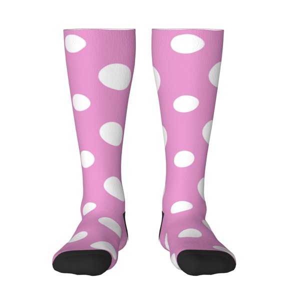 Naloa Purple And White Polka Dot Thigh High Socks Extra Long Stretchy Sock Women Over Knee High Opaque Stocking Daily Wear
