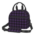 thumbnail image 1 of Naloa Purple Black Plaid Print Lunch Bag for Women & Men Insulated Lunch Box or Cooler Lunch Tote Bags for Work, Travel, Outdoor, 1 of 5