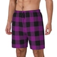 thumbnail image 1 of Naloa Purple Black Plaid Print Men Swim Trunks with Compression Liner ,Board Shorts,Men's Swim Shorts with Drawstring and Elastic Waistband-XX-Large, 1 of 6