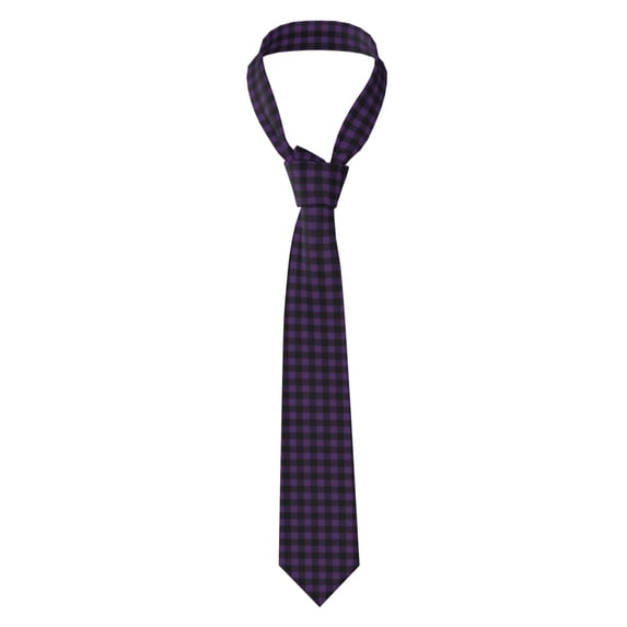 Naloa Purple Black Plaid Print Solid Color Tie Formal Necktie for Men，Suitable for business, daily life, work