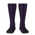 thumbnail image 1 of Naloa Purple Black Plaid Thigh High Socks Extra Long Stretchy Sock Women Over Knee High Opaque Stocking Daily Wear, 1 of 6