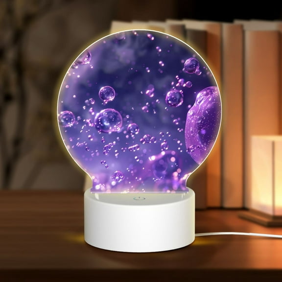 Naloa Purple Bubble Abstract Art Acrylic LED Night Light Custom LED Lights Personalized Nightlight Customized Gifts for Family Couples Friends