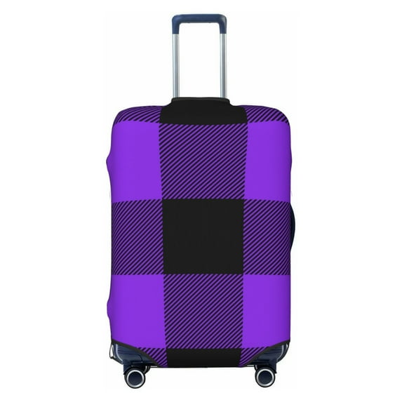 Naloa Purple Buffalo Plaid Elastic Suitcase Protector, Travel Suitcase Protector Cover Fits 18-32in Suitcase - Medium