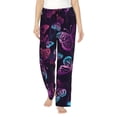 thumbnail image 1 of Naloa Purple Butterfly Print Women’s Ultra-Soft Comfy Pajama Lounge Pants with Pockets & Drawstring, 1 of 8