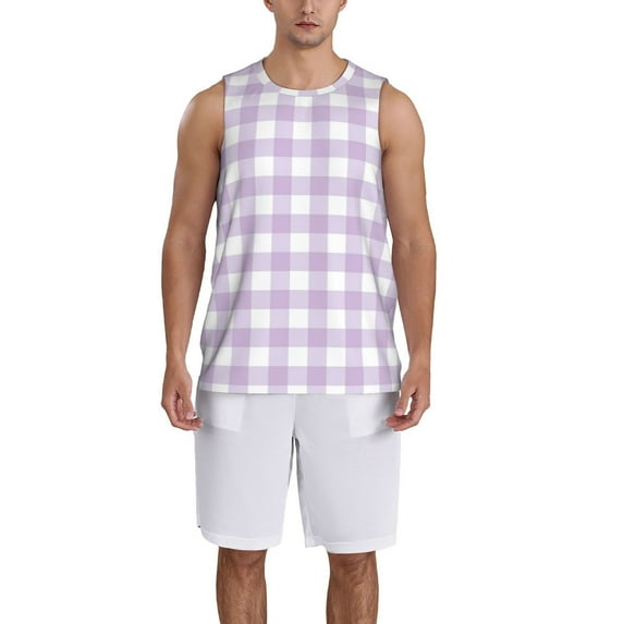 Naloa Purple Checkboard Basketball Jersey Reversible Men's Mesh Athletic Sports Shirts Training Practice S-4XLLarge