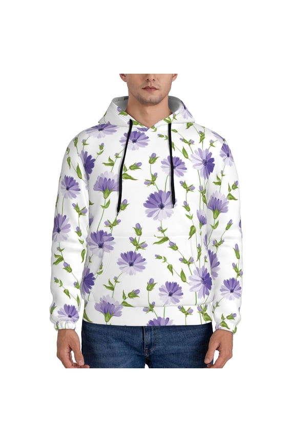 Purple Chicory Men's Casual Hooded Collar Drawstring Hoodies Pullover Sweatshirts Casual Long Sleeve Shirts-Small