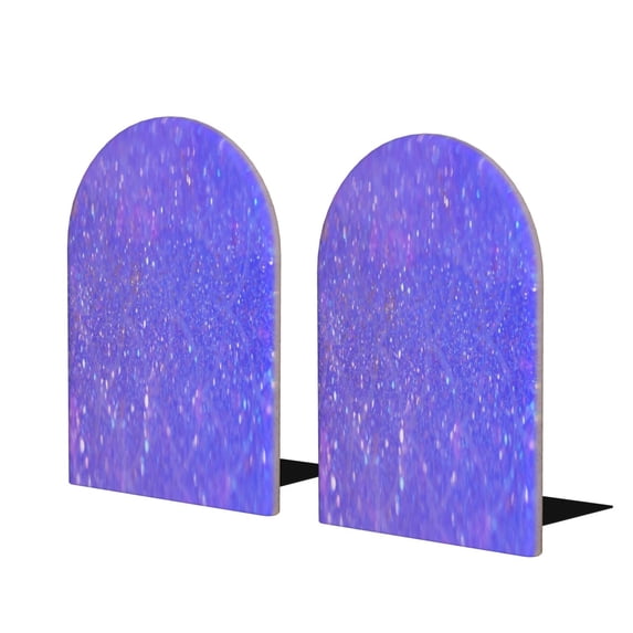 Naloa Purple Glitter 2 Pcs Bookend Large Capacity Office Book Ends for Home Office Library School Study Decoration