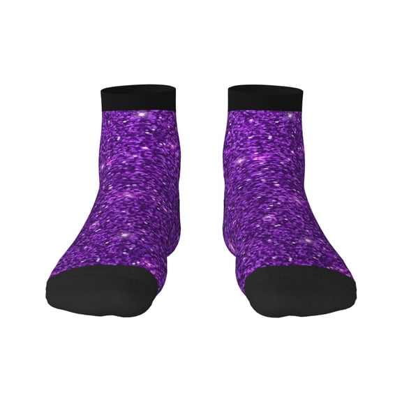Naloa Purple Glitter Ankle Socks for Women Non Slip Socks No Show Socks Classic Low Cut Casual Socks Casual Socks