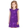thumbnail image 1 of Naloa Purple Glitter Girls Sleepwear, Night Sleep Dress, Pajamas, Little Kids Toddler Nightgown-Medium, 1 of 6