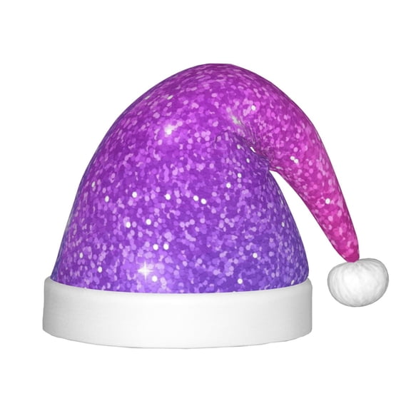 Naloa Purple Glitter Santa Hat for Kids Baby Christmas Hats,Girls Boys Toddler Plush Xmas Holiday Hat,Luxury Santa Claus Hat