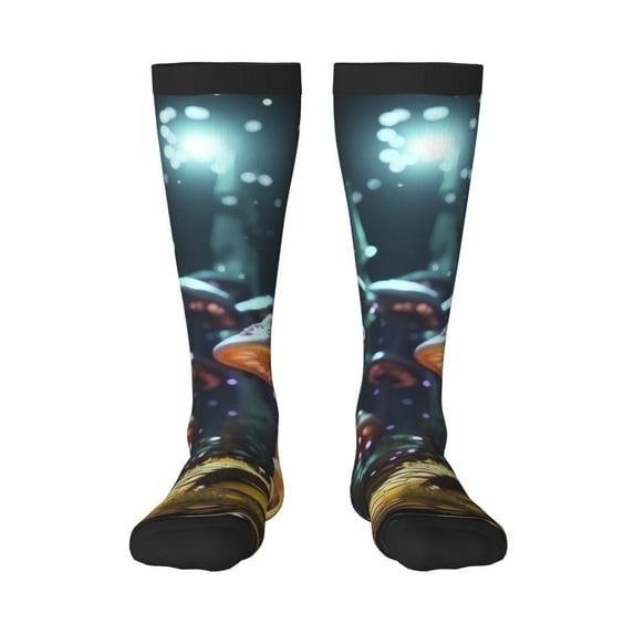 Naloa Purple Glowing Mushroom Thigh High Socks Extra Long Stretchy Sock Women Over Knee High Opaque Stocking Daily Wear