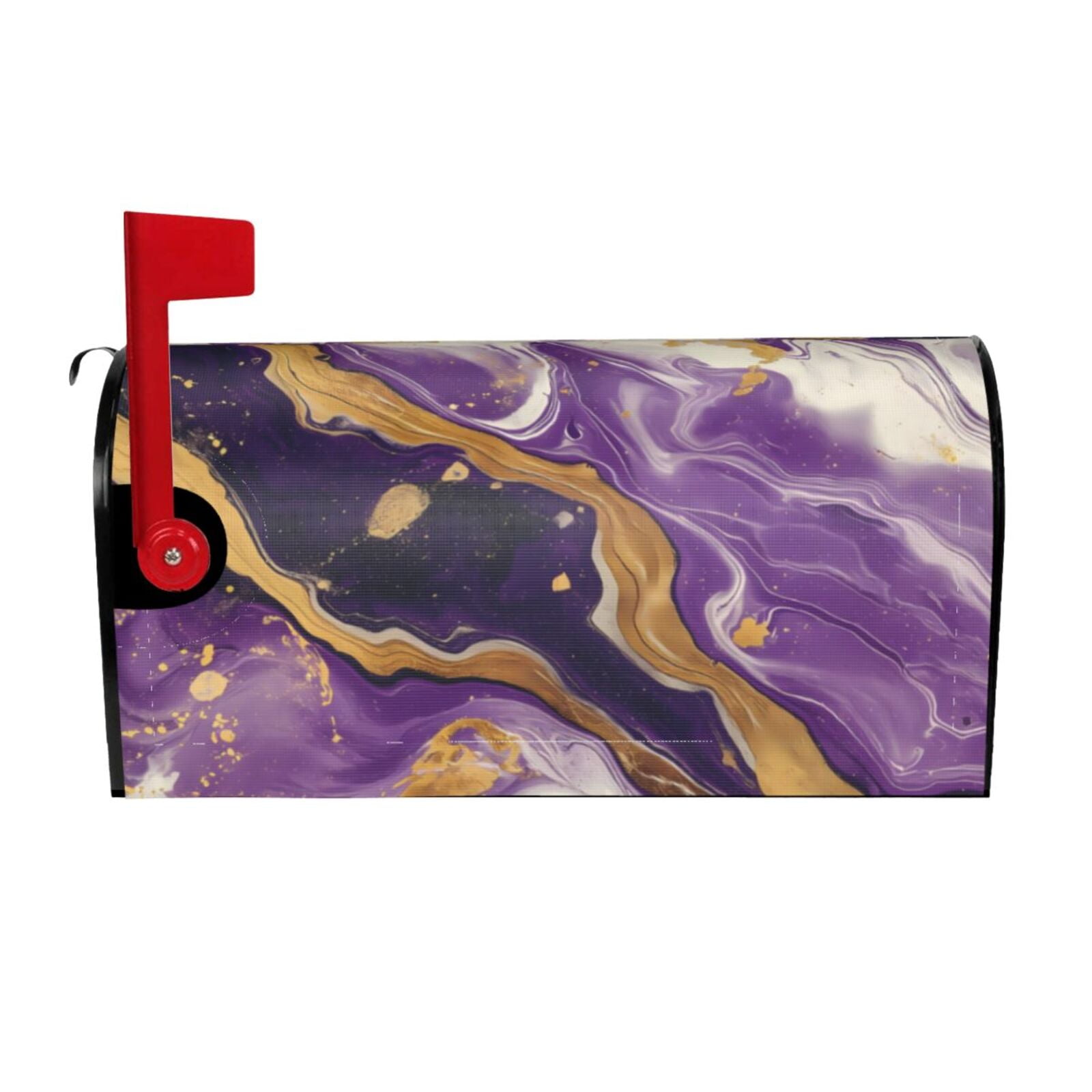 Naloa Purple Gold Marble Swirls Mailbox Covers Magnetic Post Box Cover Post Letter Box Cover Garden Decor-21x18 in