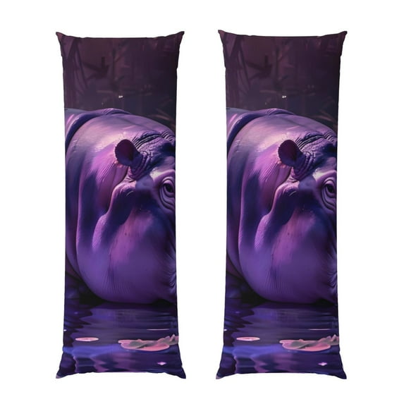 Naloa Purple Hippo In Water Body Pillow Cover, Pillowcases with Hidden Zipper Breathable Long Pillow Case (Pillows are not included,20x54 inch)