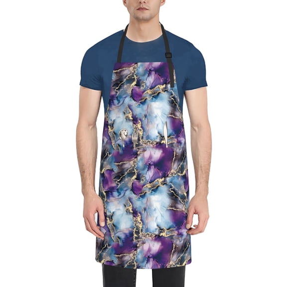 Naloa Purple Marble Texture Apron Kitchen Aprons with Pockets for Women Men Chef